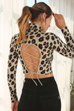 Mock neck lace-up open back top Lilou