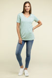 Zenana Casual Cotton V-Neck Short Sleeve T-Shirts ZENANA