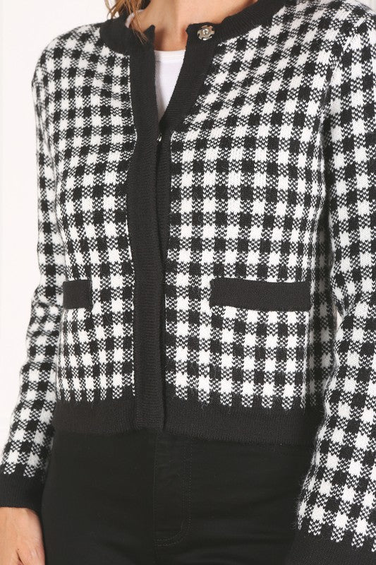 Black check knitted jacket Lilou