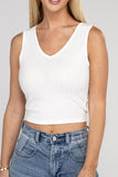 Zenana Casual Ribbed Scoop Neck Cropped Sleeveless Top ZENANA