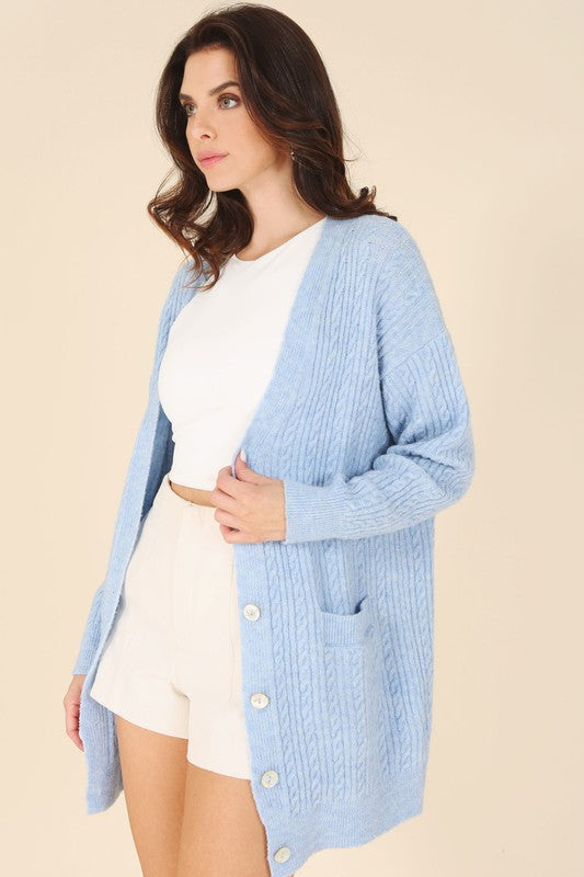 Wool blended cable knitted cardigan Lilou