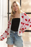 ADORA Fuzzy Heart Button Down Cardigan Trendsi