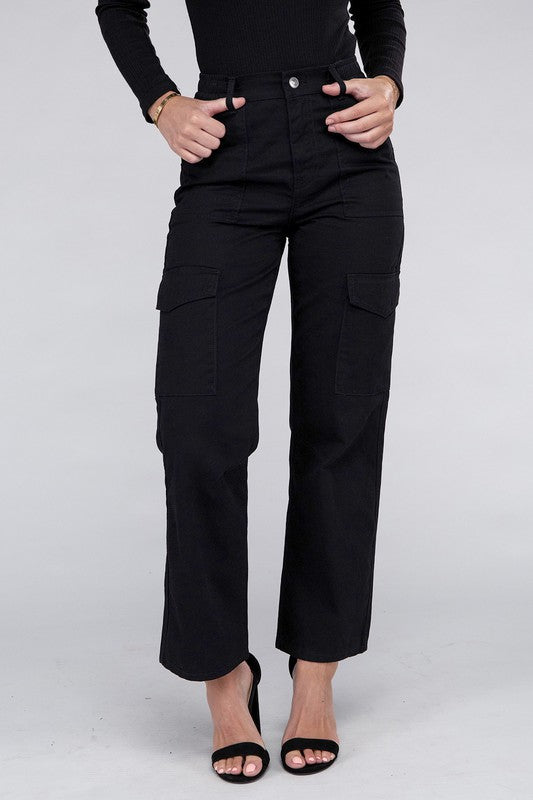 Ambiance Casual Everyday Wear Elastic-Waist Cargo Pants - Rosa Apparel