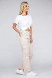 Ambiance Casual Everyday Wear Elastic-Waist Cargo Pants - Rosa Apparel