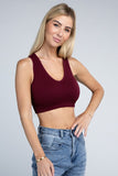 Ambiance Trendy Ribbed V-Neck Cropped Pullover Tank Top - Rosa Apparel