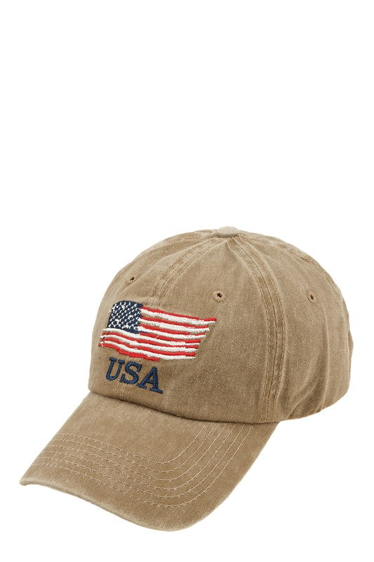 American Flag 4th of July Embroidered Pigment Cap - Rosa Apparel