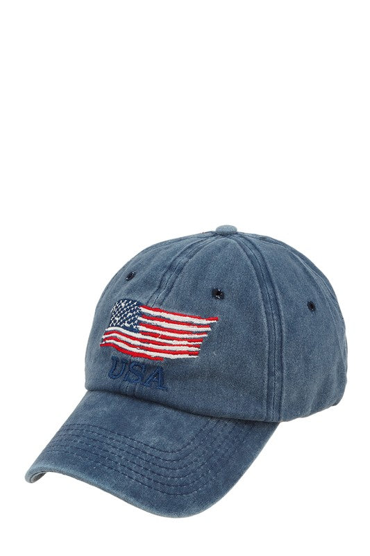 American Flag 4th of July Embroidered Pigment Cap - Rosa Apparel