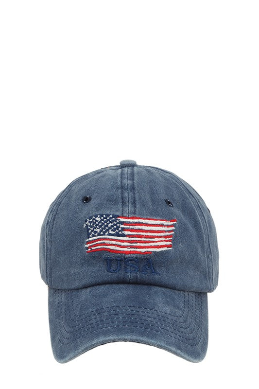 American Flag 4th of July Embroidered Pigment Cap - Rosa Apparel