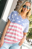 American Flag 4th of July V-Neck Short Sleeves Top - Rosa Apparel