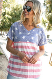 American Flag 4th of July V-Neck Short Sleeves Top - Rosa Apparel