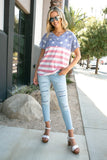 American Flag 4th of July V-Neck Short Sleeves Top - Rosa Apparel