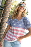 American Flag 4th of July V-Neck Short Sleeves Top - Rosa Apparel