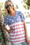 American Flag 4th of July V-Neck Short Sleeves Top - Rosa Apparel