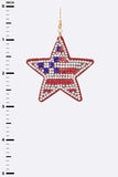 American Flag Print Rhinestone 4th of July Star Earrings - Rosa Apparel