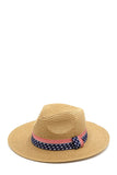 American Flag Strap 4th of July Straw Sun Hat - Rosa Apparel