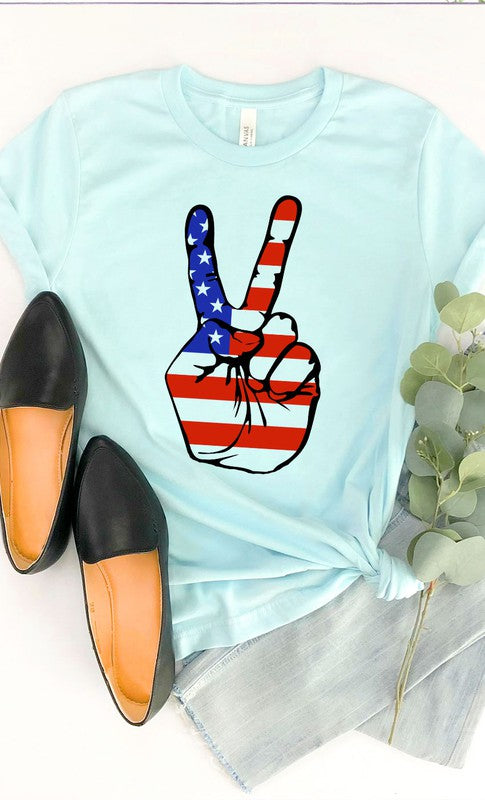 American Peace Sign 4th of July T-Shirt - Rosa Apparel