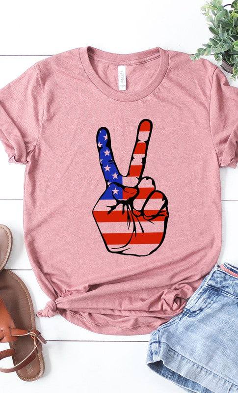 American Peace Sign 4th of July T-Shirt - Rosa Apparel