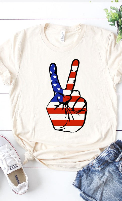 American Peace Sign 4th of July T-Shirt - Rosa Apparel