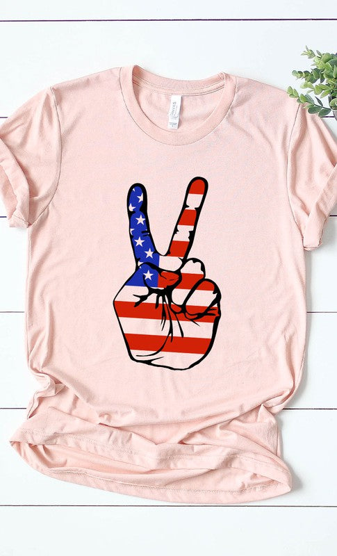 American Peace Sign 4th of July T-Shirt - Rosa Apparel