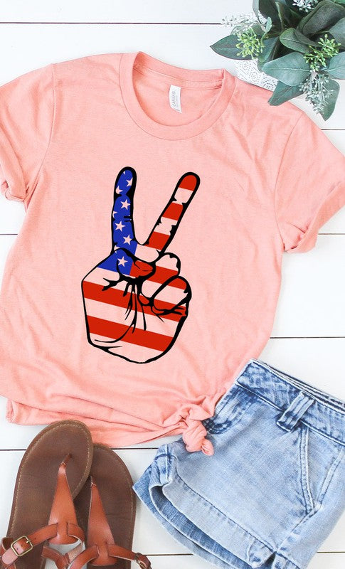 American Peace Sign 4th of July T-Shirt - Rosa Apparel