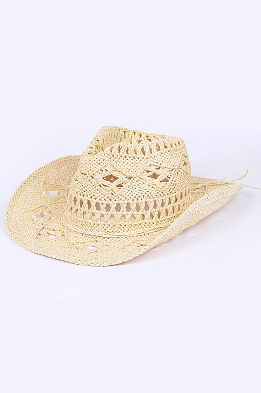 Artini Crochet Faux Straw Cowboy Hat - Rosa Apparel