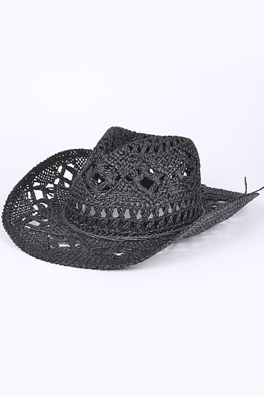 Artini Crochet Faux Straw Cowboy Hat - Rosa Apparel