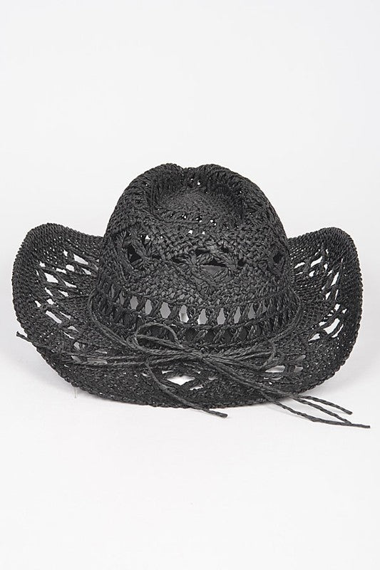 Artini Crochet Faux Straw Cowboy Hat - Rosa Apparel