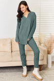 Basic Bae Full Size Notched Long Sleeve Top and Pants Set - Rosa Apparel