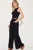 Basic Bae Full Size Ribbed Tank and Wide Leg Pants Set - Rosa Apparel