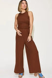 Basic Bae Full Size Ribbed Tank and Wide Leg Pants Set - Rosa Apparel