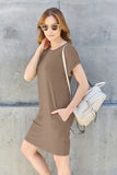 Basic Bae Full Size Round Neck Short Sleeve Dress with Pockets - Rosa Apparel