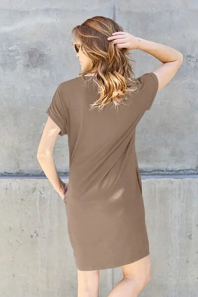 Basic Bae Full Size Round Neck Short Sleeve Dress with Pockets - Rosa Apparel