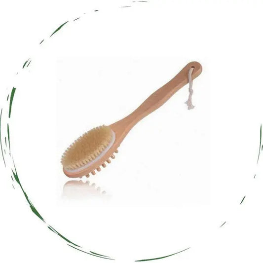 BeNat Natural Boar Bristle Wooden Bath & Body Brush with Long Handle. Eco-Friendly. 13.7in Long.