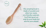 BeNat Natural Boar Bristle Wooden Bath & Body Brush with Long Handle. Eco-Friendly. 13.7in Long.