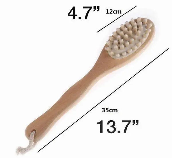 BeNat Natural Boar Bristle Wooden Bath & Body Brush with Long Handle. Eco-Friendly. 13.7in Long.