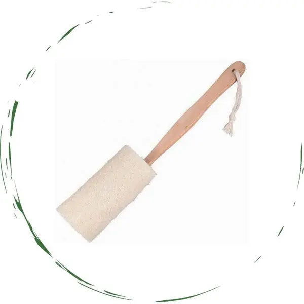 BeNat Natural Loofah Bath Brush with Long Wood Handle Exfoliating Dry Skin Shower Body Scrubber Spa Massager - Rosa Apparel