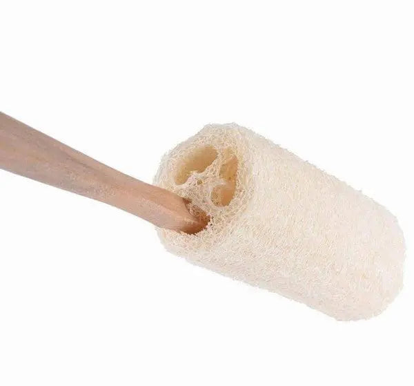 BeNat Natural Loofah Bath Brush with Long Wood Handle Exfoliating Dry Skin Shower Body Scrubber Spa Massager - Rosa Apparel