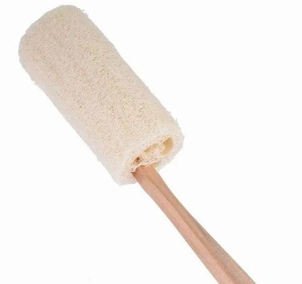 BeNat Natural Loofah Bath Brush with Long Wood Handle Exfoliating Dry Skin Shower Body Scrubber Spa Massager - Rosa Apparel