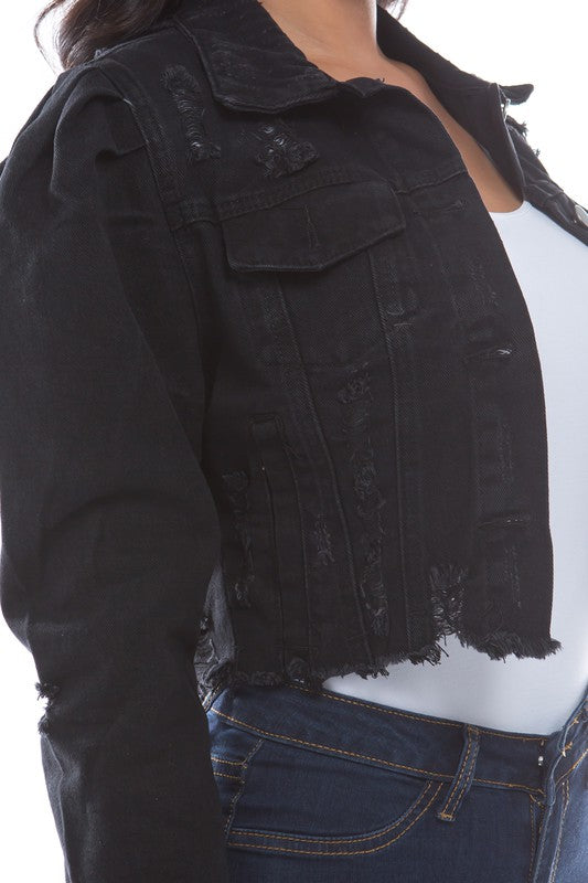 Black Denim Hobo Jeans Jacket By Claude - Rosa Apparel