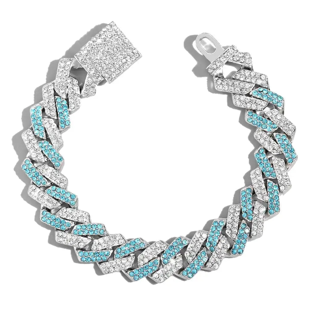 Blue & White Cuban Bracelet - Rosa Apparel