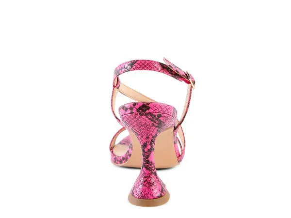 CHERRY TART Snake Print Spool Heel Sandals - Rosa Apparel