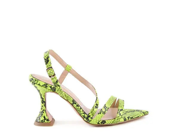 CHERRY TART Snake Print Spool Heel Sandals - Rosa Apparel