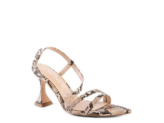 CHERRY TART Snake Print Spool Heel Sandals - Rosa Apparel