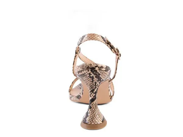 CHERRY TART Snake Print Spool Heel Sandals - Rosa Apparel