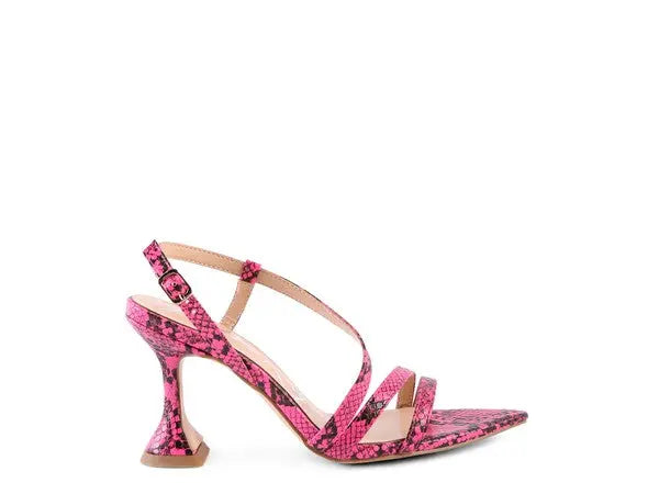 CHERRY TART Snake Print Spool Heel Sandals - Rosa Apparel