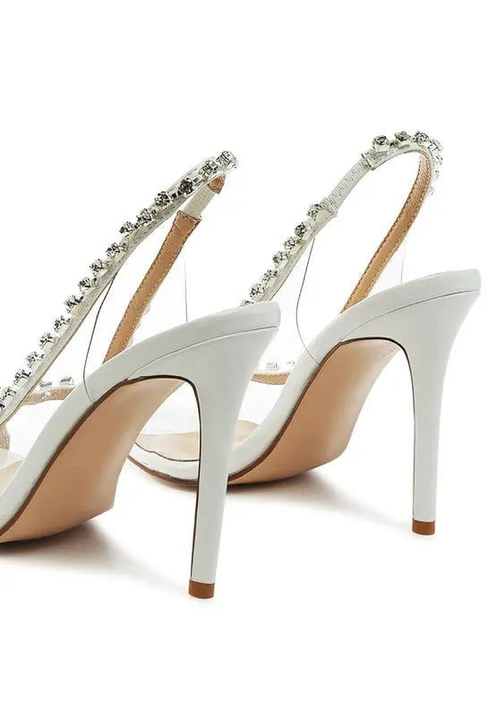 Camarine Clear Tiara Styled Stiletto Sling-back Peep Toe