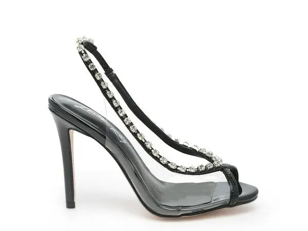 Camarine Clear Tiara Styled Stiletto Sling-back Peep Toe