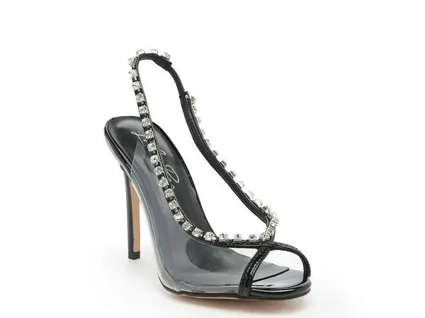 Camarine Clear Tiara Styled Stiletto Sling-back Peep Toe