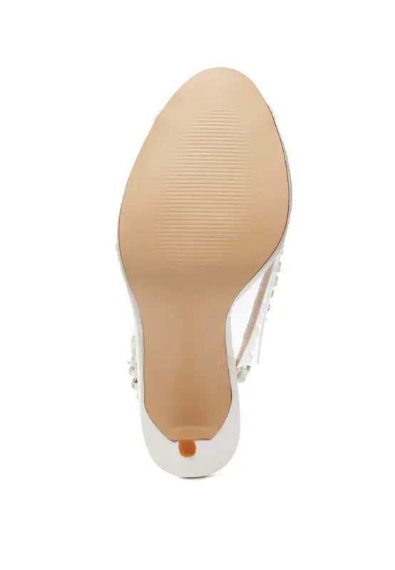 Camarine Clear Tiara Styled Stiletto Sling-back Peep Toe - Rosa Apparel