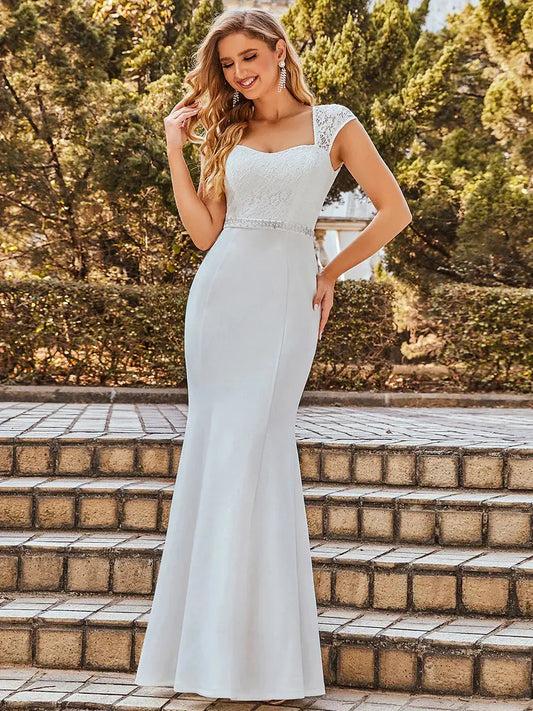 Cap Sleeve Sweetheart Mermaid Style Wedding Dress - Rosa Apparel